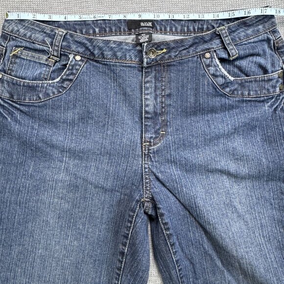 ana A New Approach Womens 16W Denim Jeans Bootcut Blue Button Flap Pockets - Picture 8 of 13